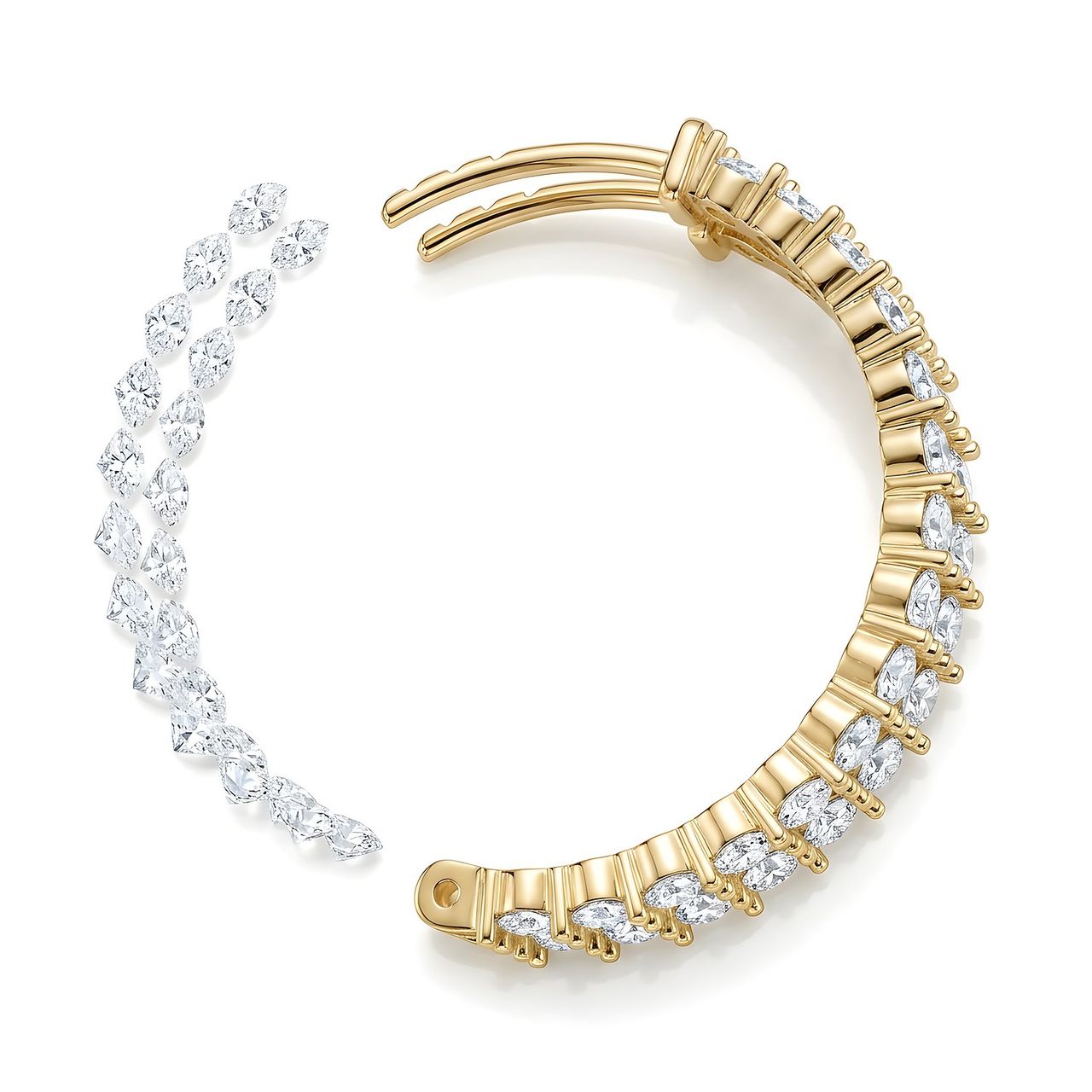 1.35 ct EF VS Lab Grown DIamond Hoops Earrings in 10k Yellow Gold - Fine Jewelry by JewelWeSell