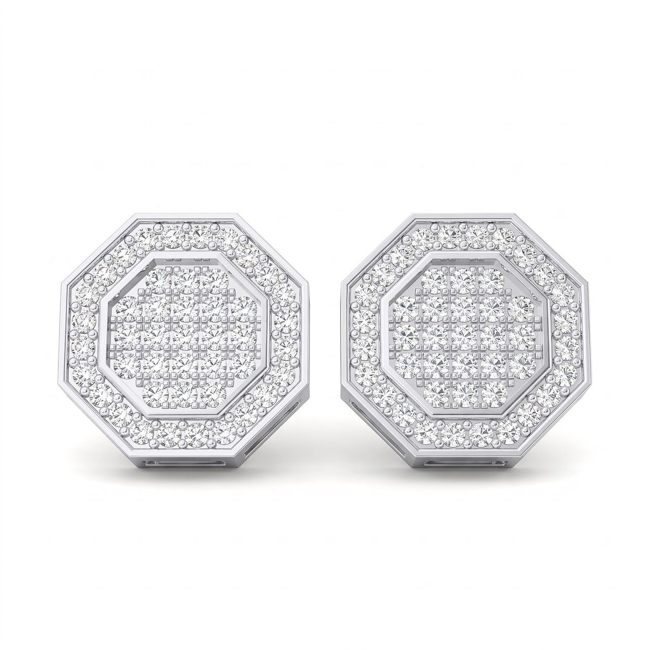 0.55 ct EF VS Lab Grown DIamond Micropave Earrings in 10k White Gold - Fine Jewelry by JewelWeSell