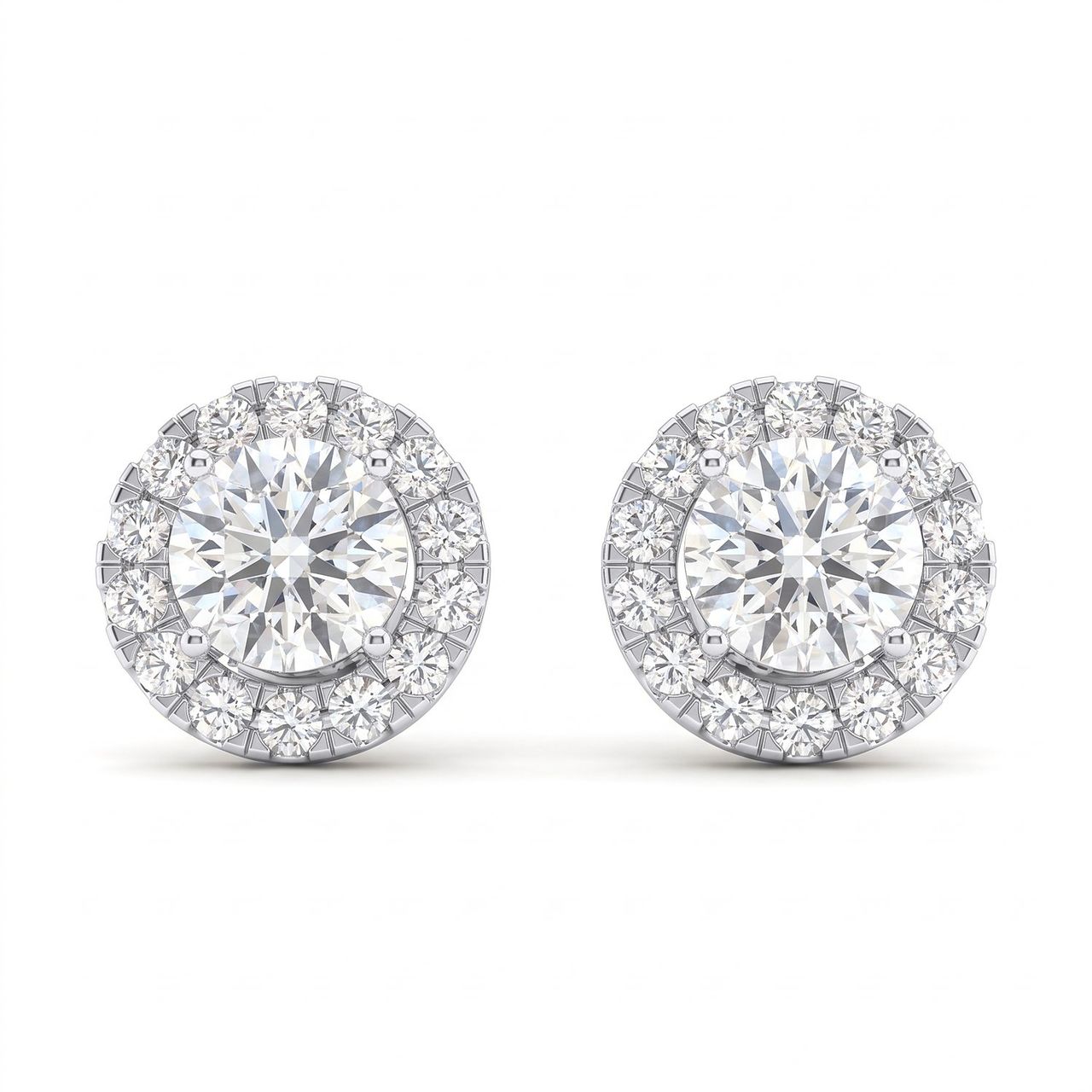 2.00 ct EF VS Lab Grown DIamond Halo Earrings in 14k White Gold - Fine Jewelry by JewelWeSell