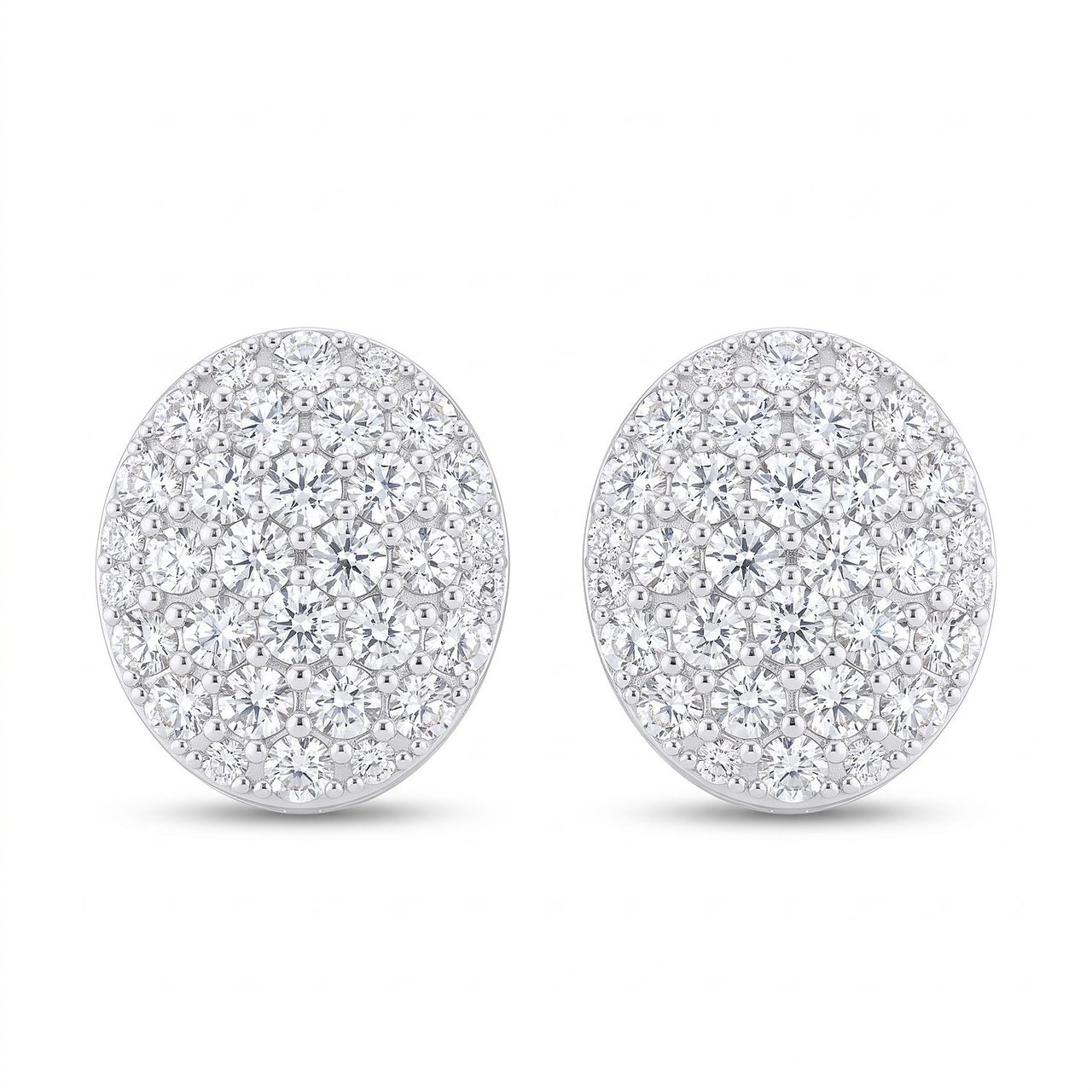 1.65 ct EF VS Lab Grown DIamond Cluster Earrings in 10k White Gold - Fine Jewelry by JewelWeSell