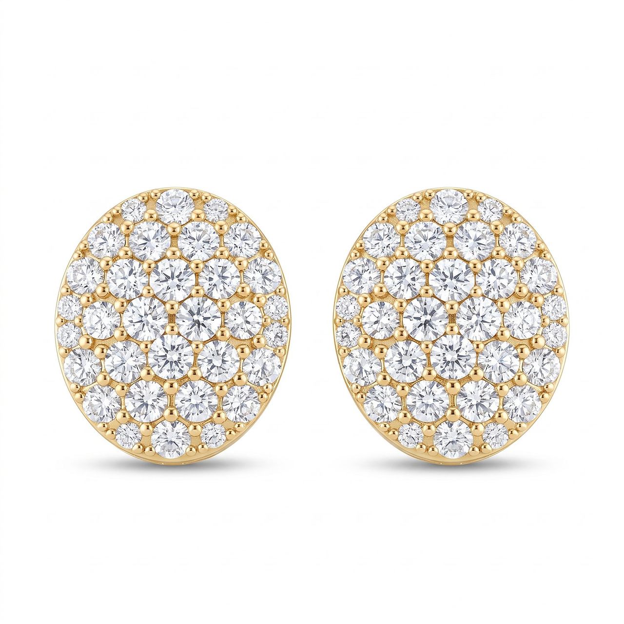 1.65 ct EF VS Lab Grown DIamond Cluster Earrings in 10k Yellow Gold - Fine Jewelry by JewelWeSell