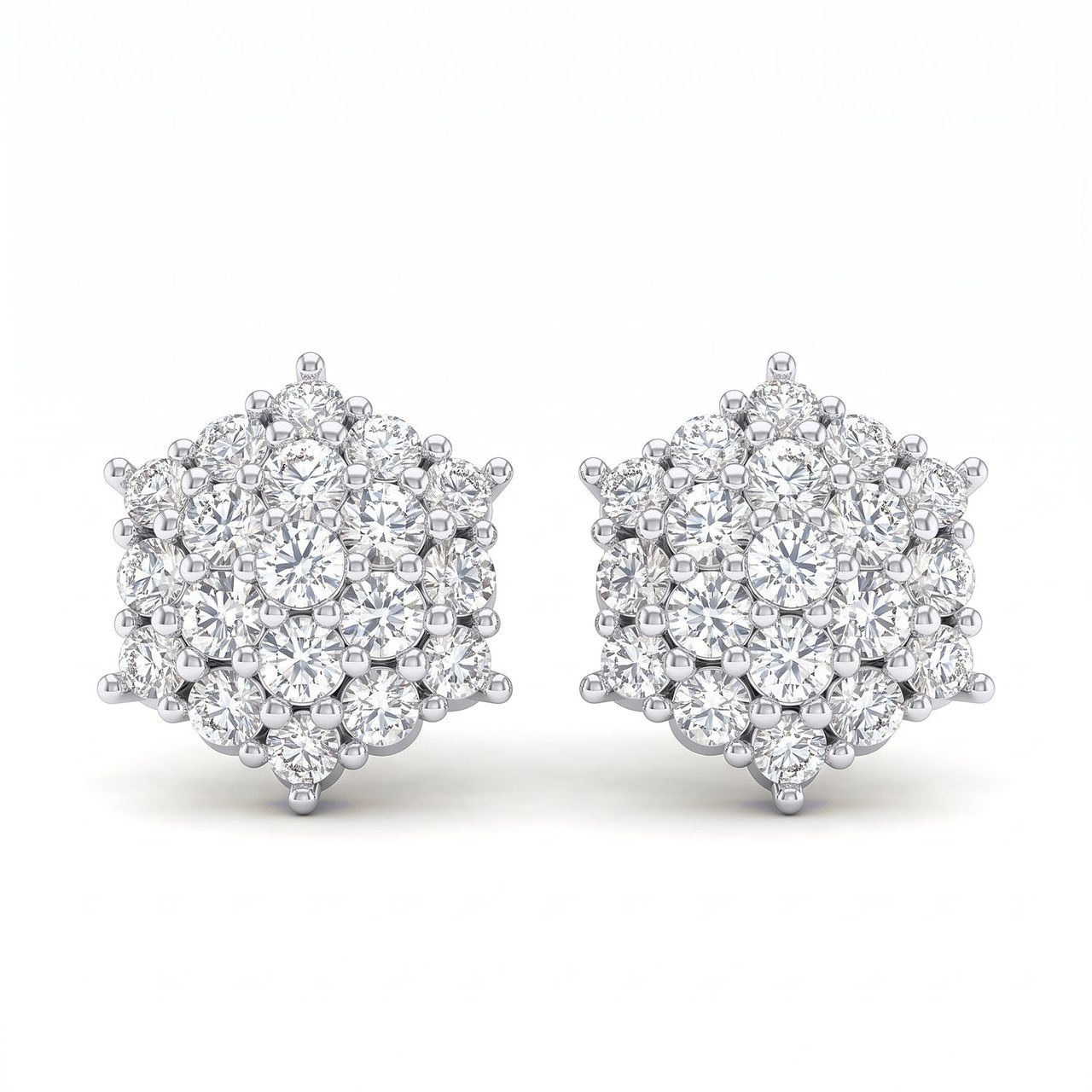0.80 ct EF VS Lab Grown DIamond Cluster Earrings in 14k White Gold - Fine Jewelry by JewelWeSell