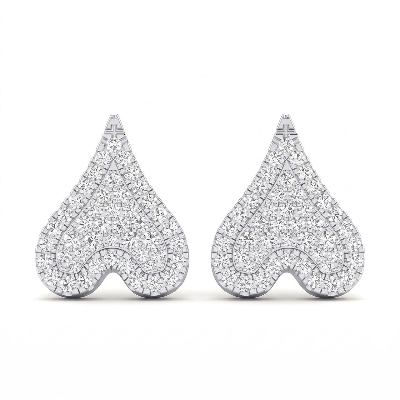 1.05 ct EF VS Lab Grown DIamond Heart Earrings in 10k White Gold - Fine Jewelry by JewelWeSell