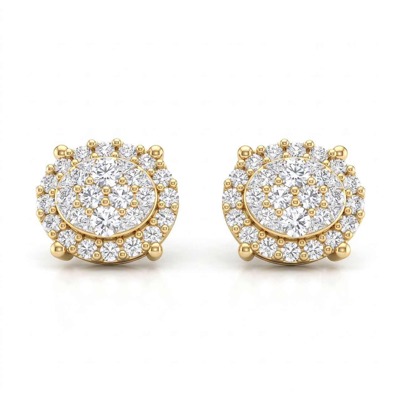 0.60 ct EF VS Lab Grown DIamond Cluster Earrings in 14k Yellow Gold - Fine Jewelry by JewelWeSell