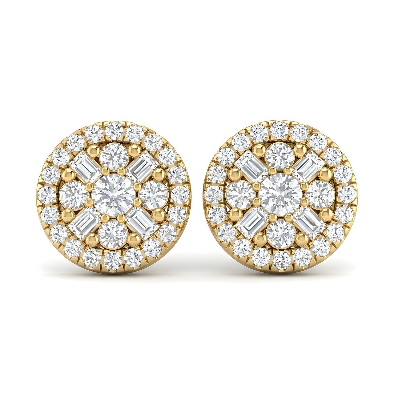 0.45 ct EF VS Lab Grown DIamond Halo Earrings in 14k Yellow Gold - Fine Jewelry by JewelWeSell