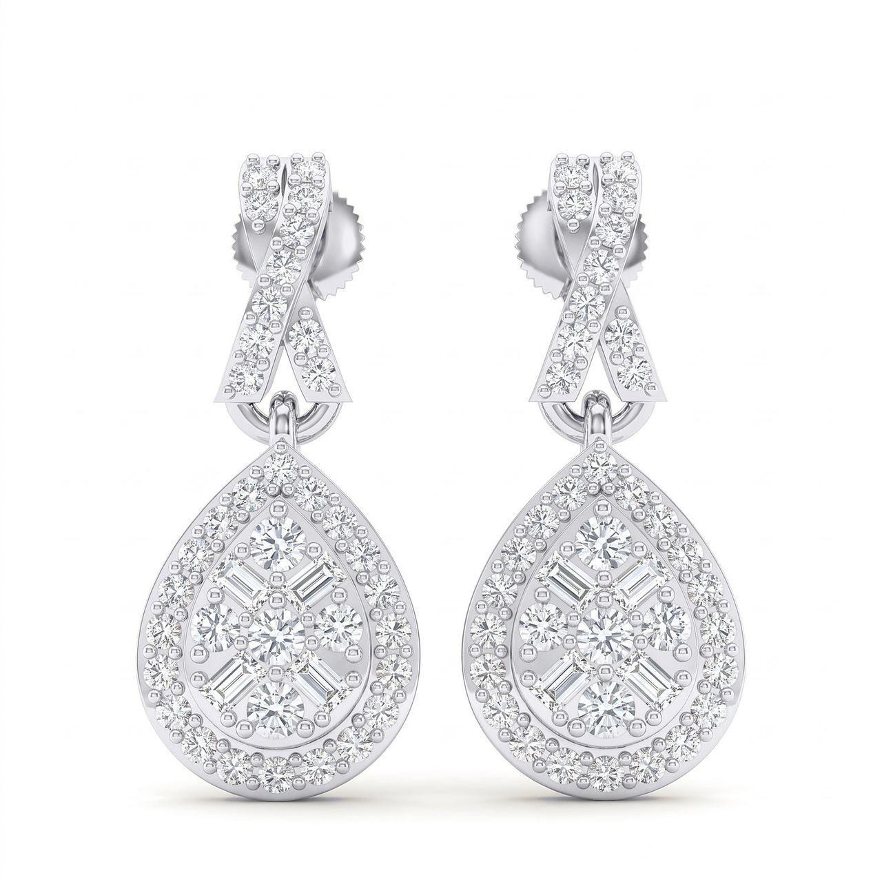 0.45 ct EF VS Lab Grown DIamond Cluster Earrings in 14k White Gold - Fine Jewelry by JewelWeSell