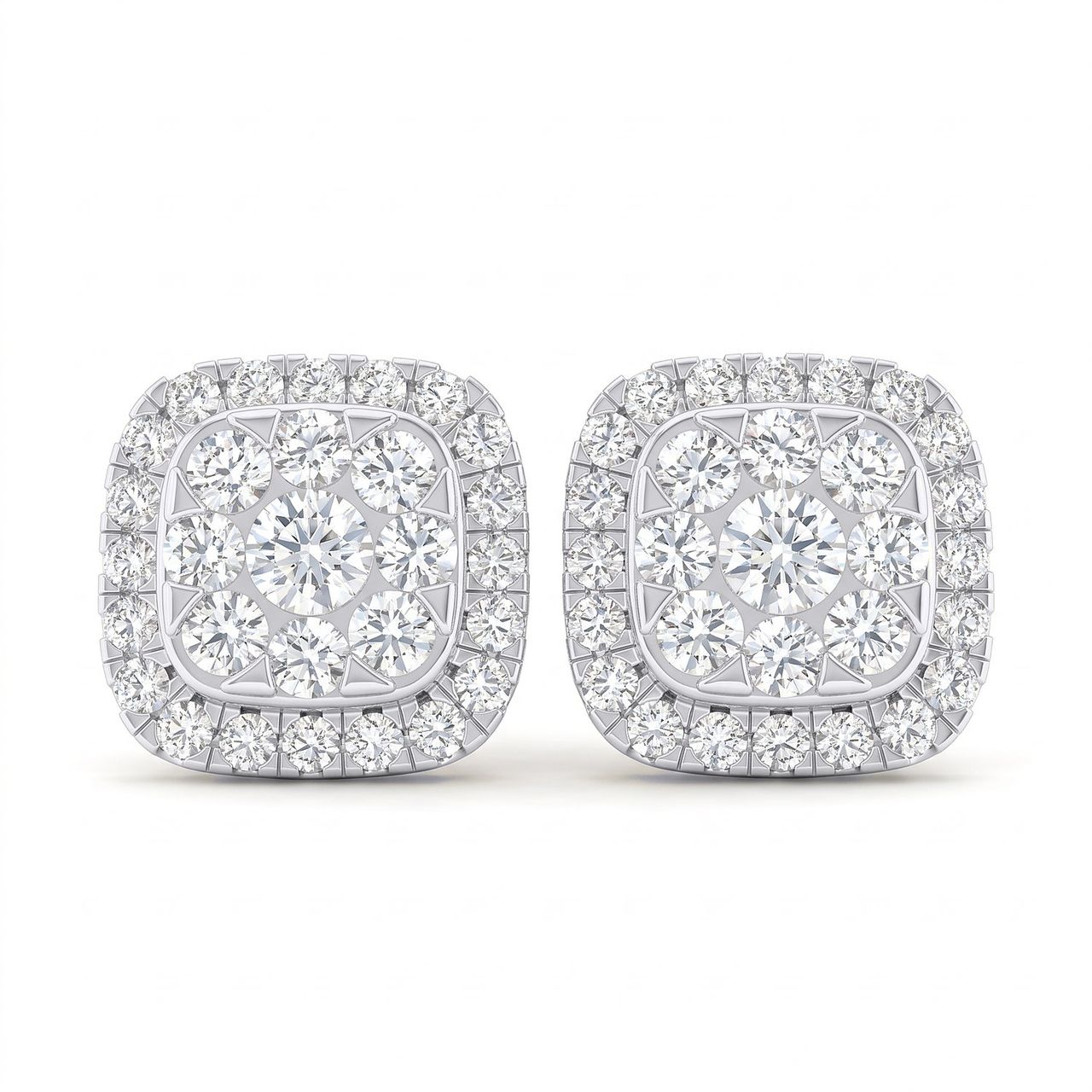 2.30 ct EF VS Lab Grown DIamond Cluster Earrings in 14k White Gold - Fine Jewelry by JewelWeSell