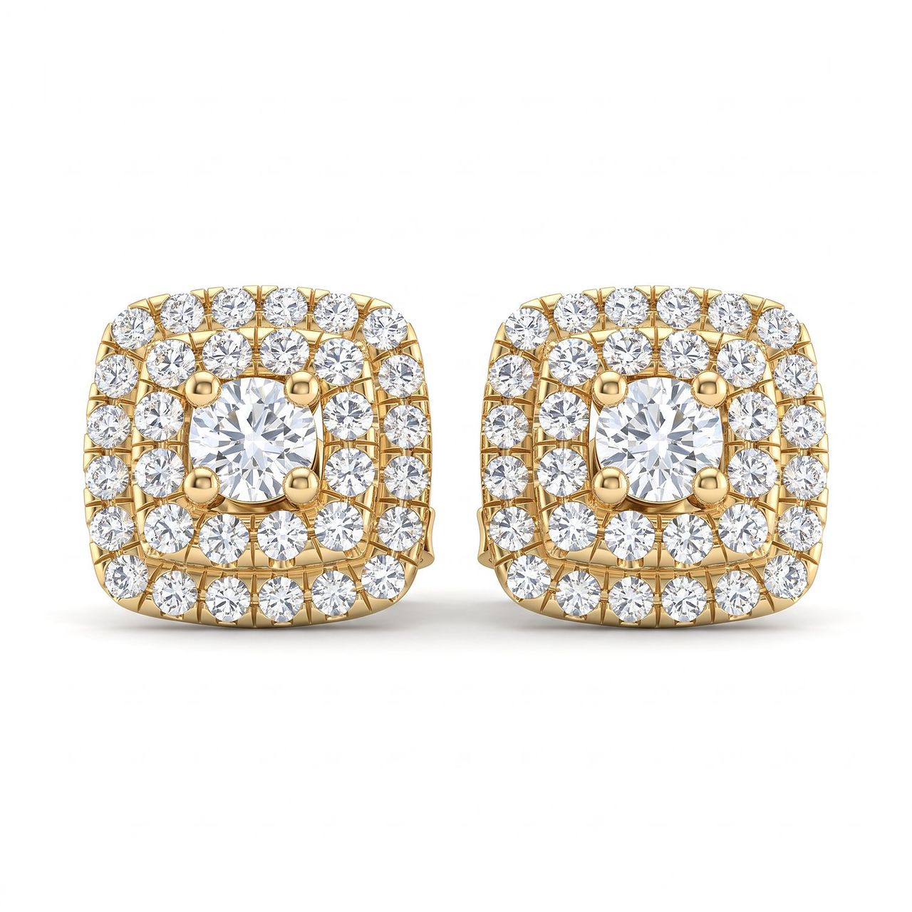 0.40 ct EF VS Lab Grown DIamond Halo Earrings in 14k Yellow Gold - Fine Jewelry by JewelWeSell