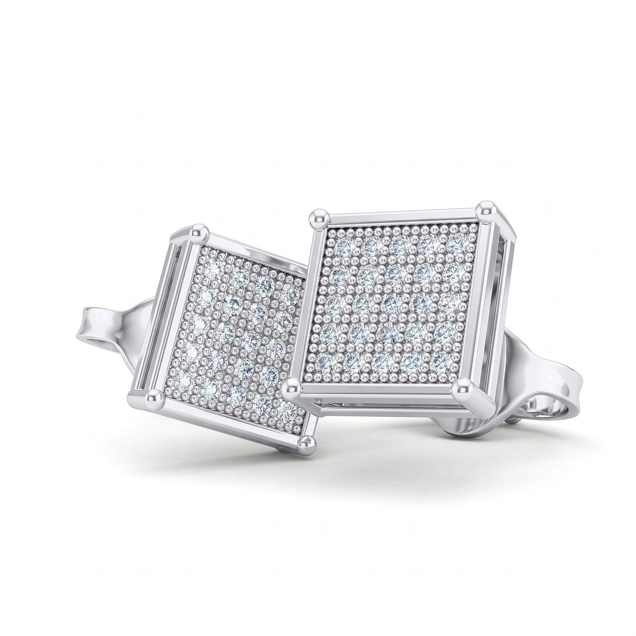 0.20 ct EF VS Lab Grown DIamond Micropave Earrings in 14k White Gold - Fine Jewelry by JewelWeSell