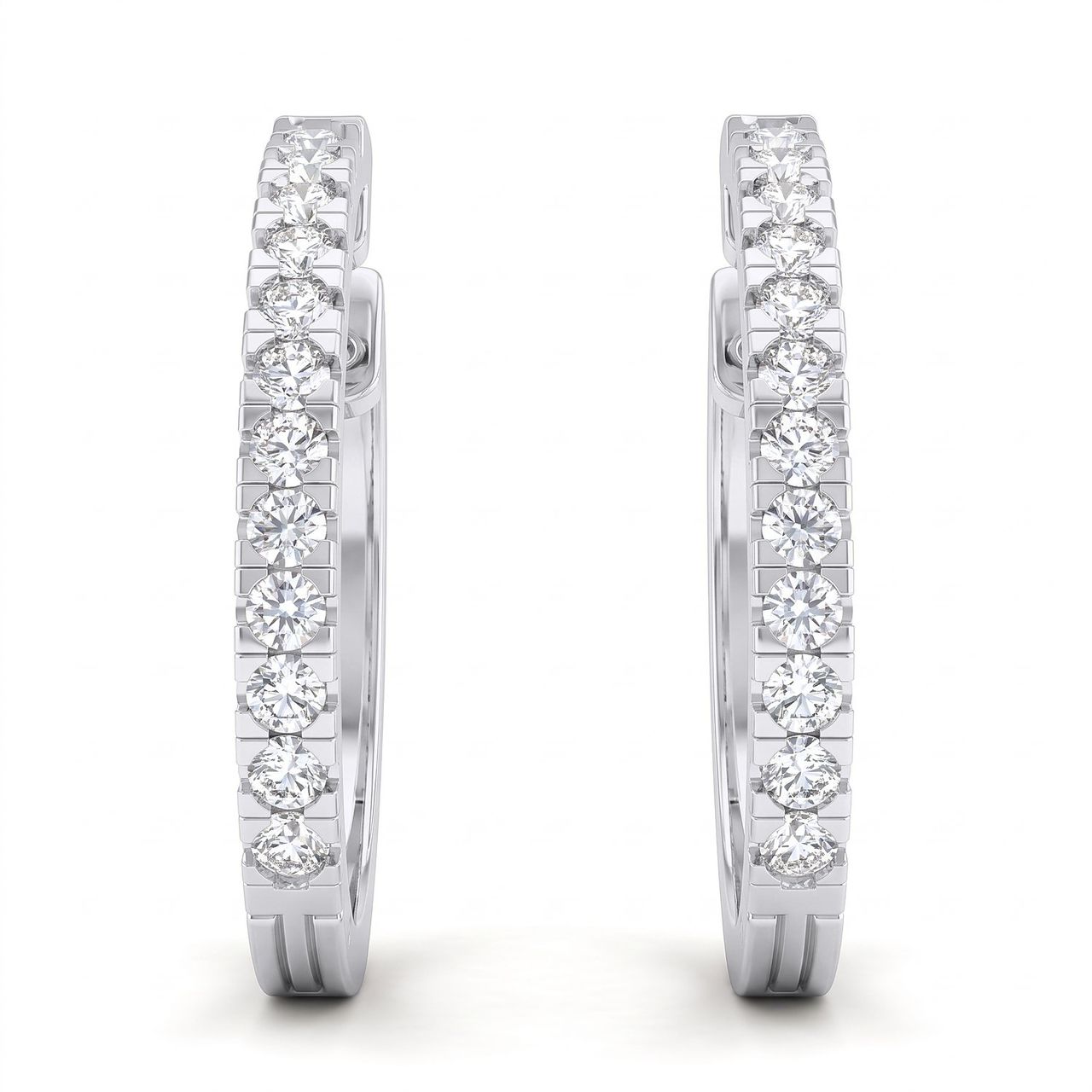 0.90 ct EF VS Lab Grown DIamond Hoops Earrings in 14k White Gold - Fine Jewelry by JewelWeSell