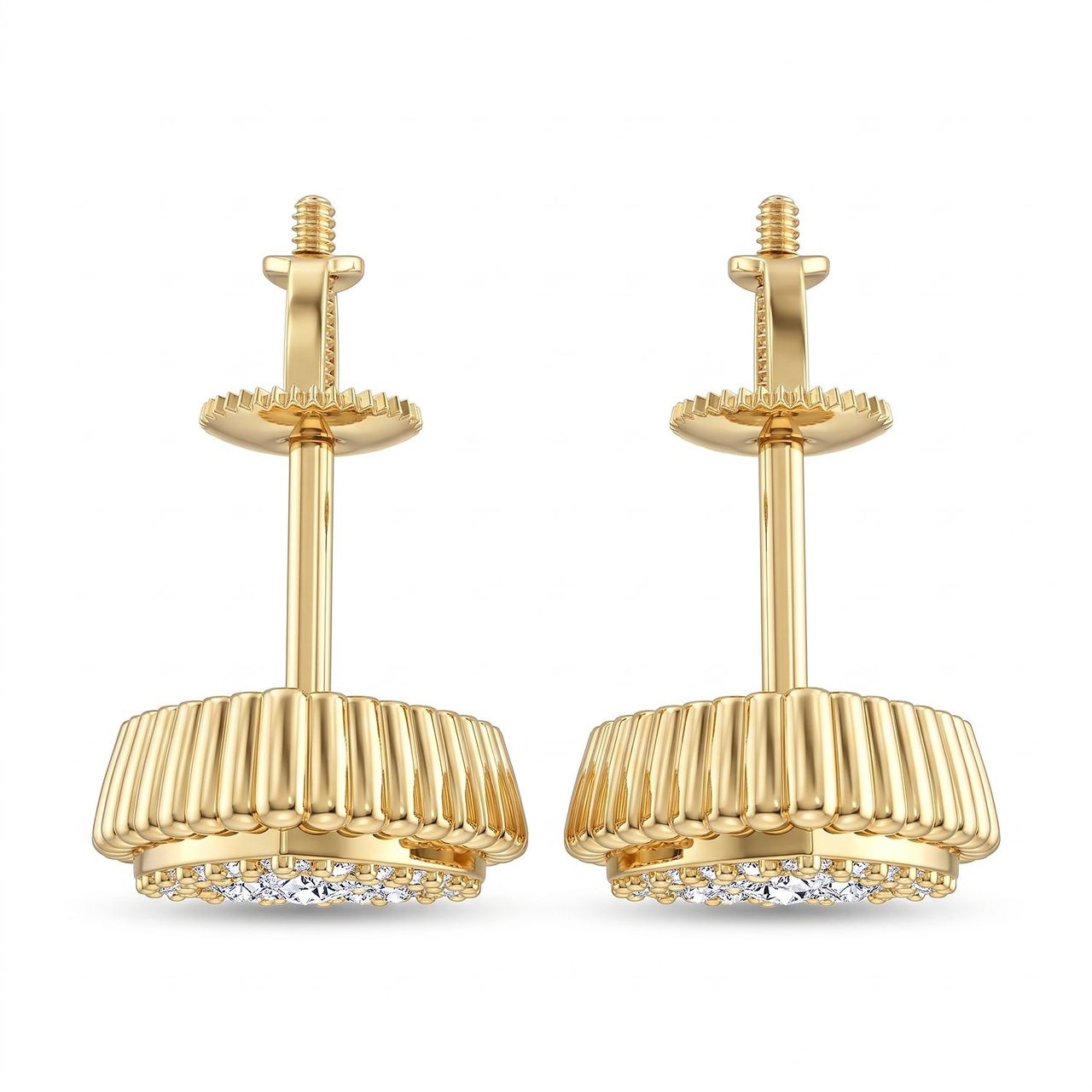 0.35 ct EF VS Lab Grown DIamond Cluster Earrings in 14k Yellow Gold - Fine Jewelry by JewelWeSell