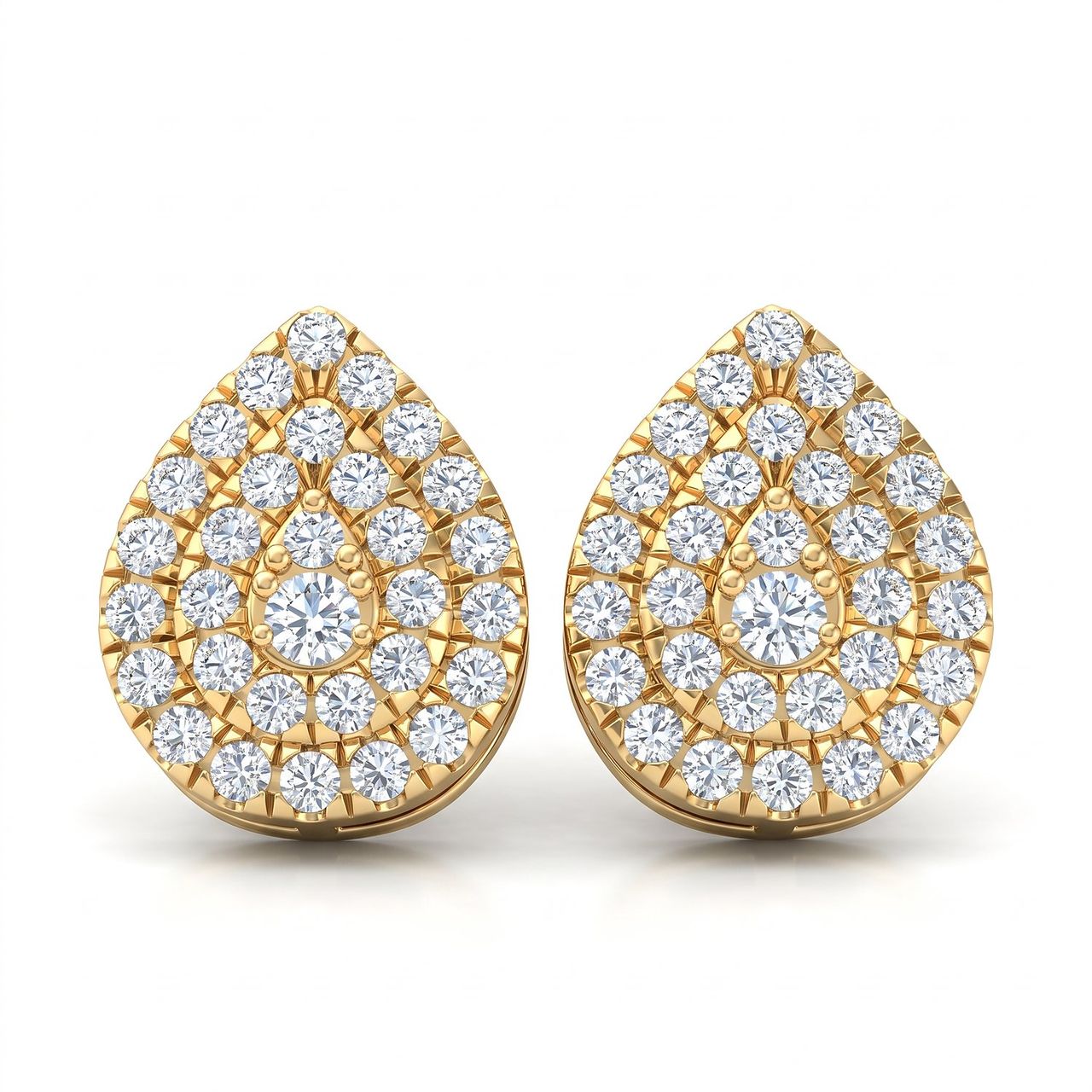 0.60 ct EF VS Lab Grown DIamond Halo Earrings in 10k Yellow Gold - Fine Jewelry by JewelWeSell