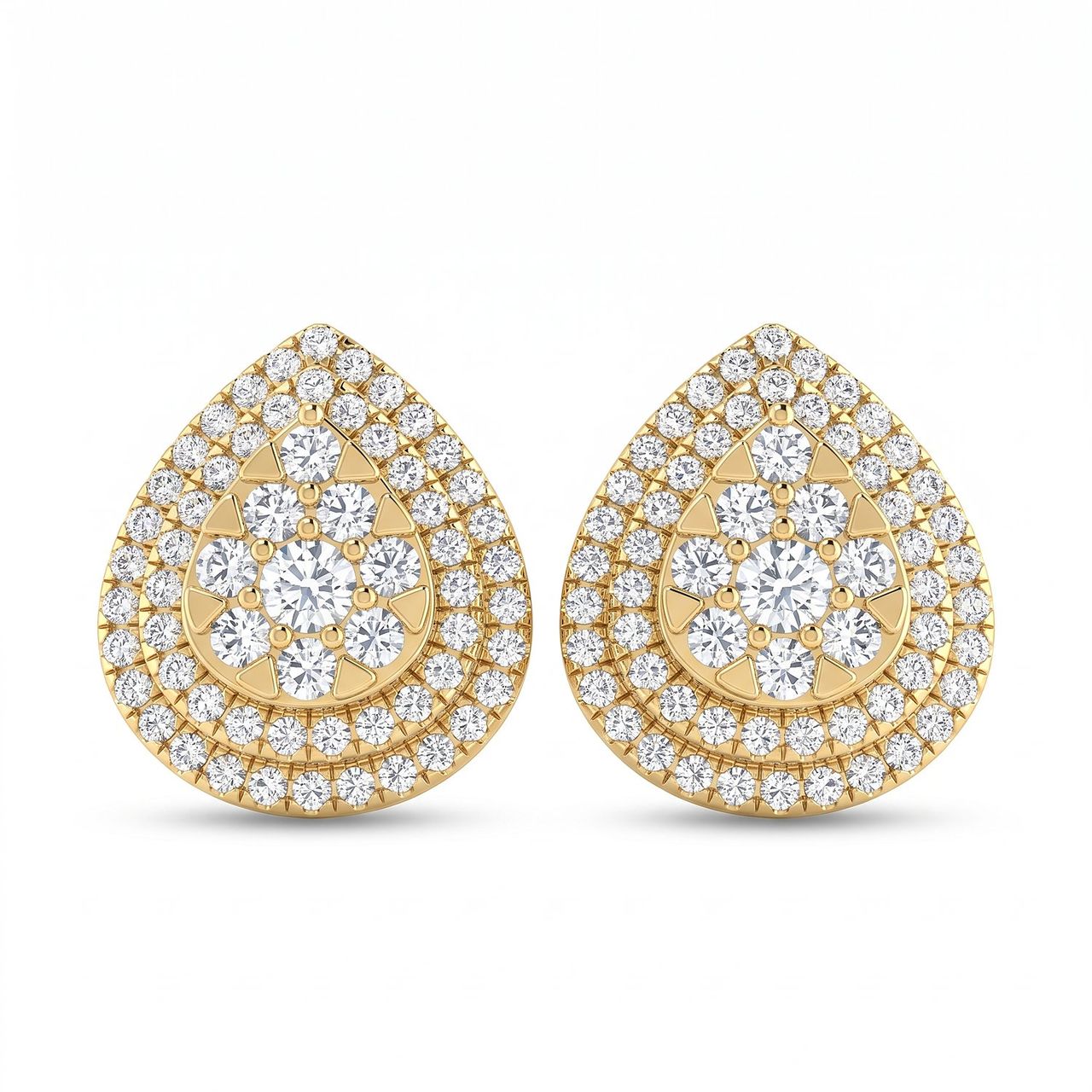 0.65 ct EF VS Lab Grown DIamond Halo Earrings in 14k Yellow Gold - Fine Jewelry by JewelWeSell