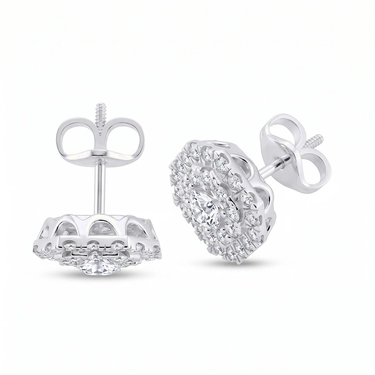 1.05 ct EF VS Lab Grown DIamond Halo Earrings in 14k White Gold - Fine Jewelry by JewelWeSell