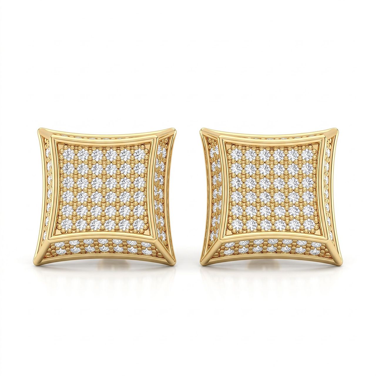 0.80 ct EF VS Lab Grown DIamond Micropave Earrings in 14k Yellow Gold - Fine Jewelry by JewelWeSell