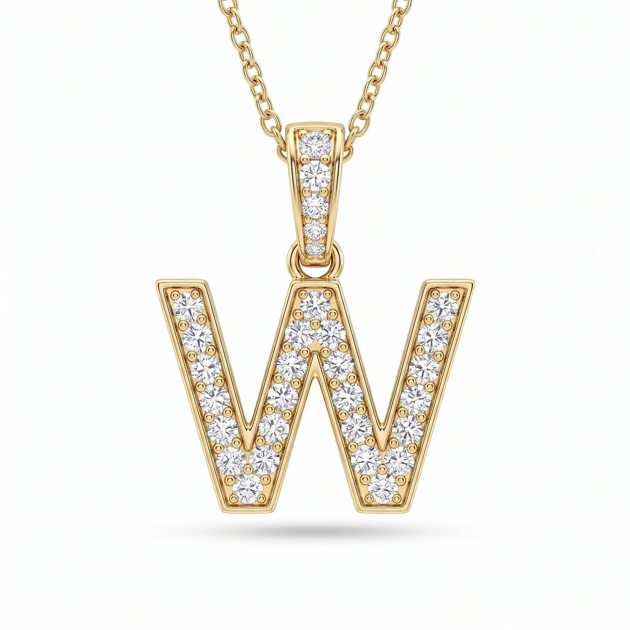 4.10 Ct EF VS Lab Grown Diamond W 2 Layer Pave 3D Initial Pendant in 14k Yellow Gold - Fine Jewelry by JewelWeSell