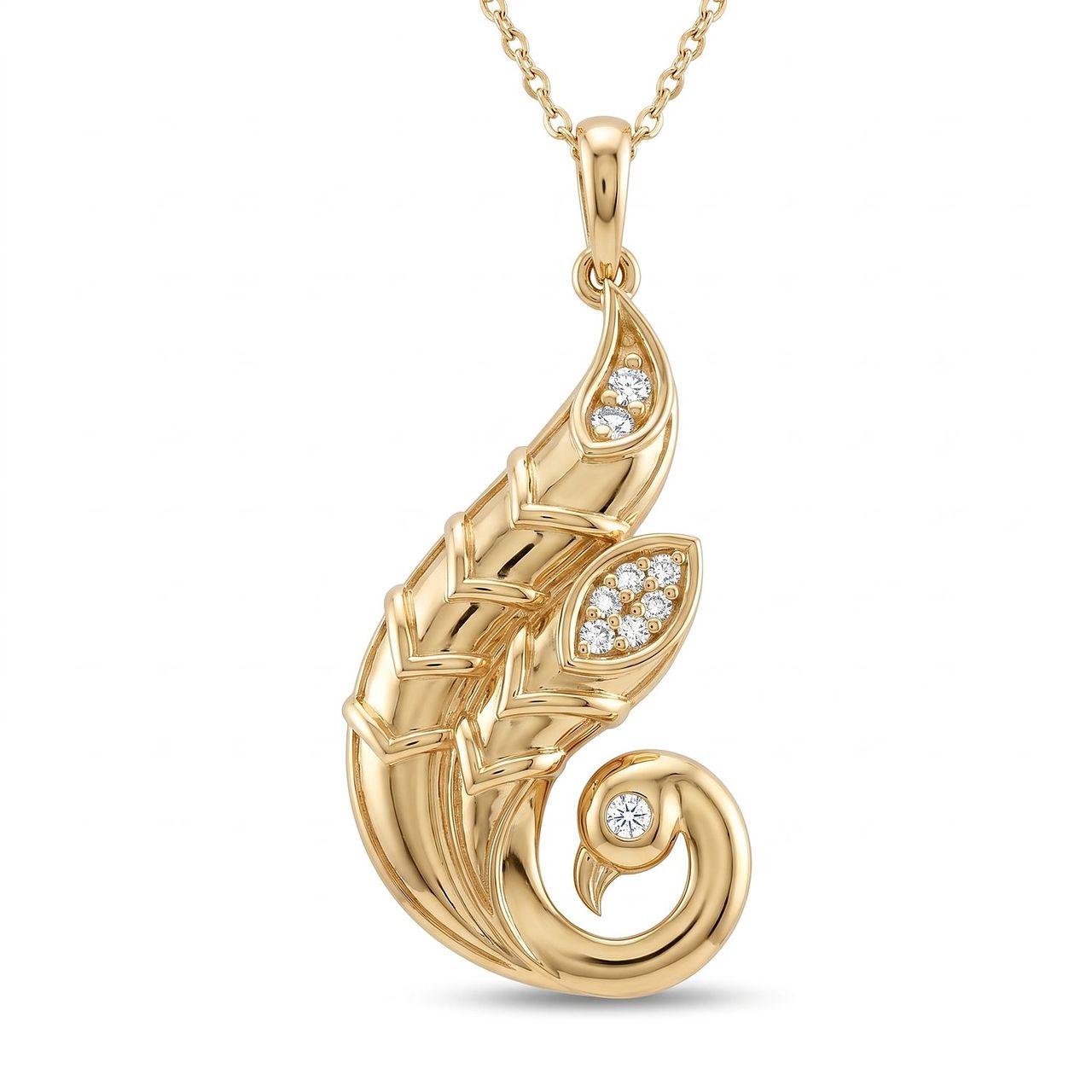 0.12 ct EF VS Lab Grown Diamond Fancy Pendant in 10k Yellow Gold - Fine Jewelry by JewelWeSell