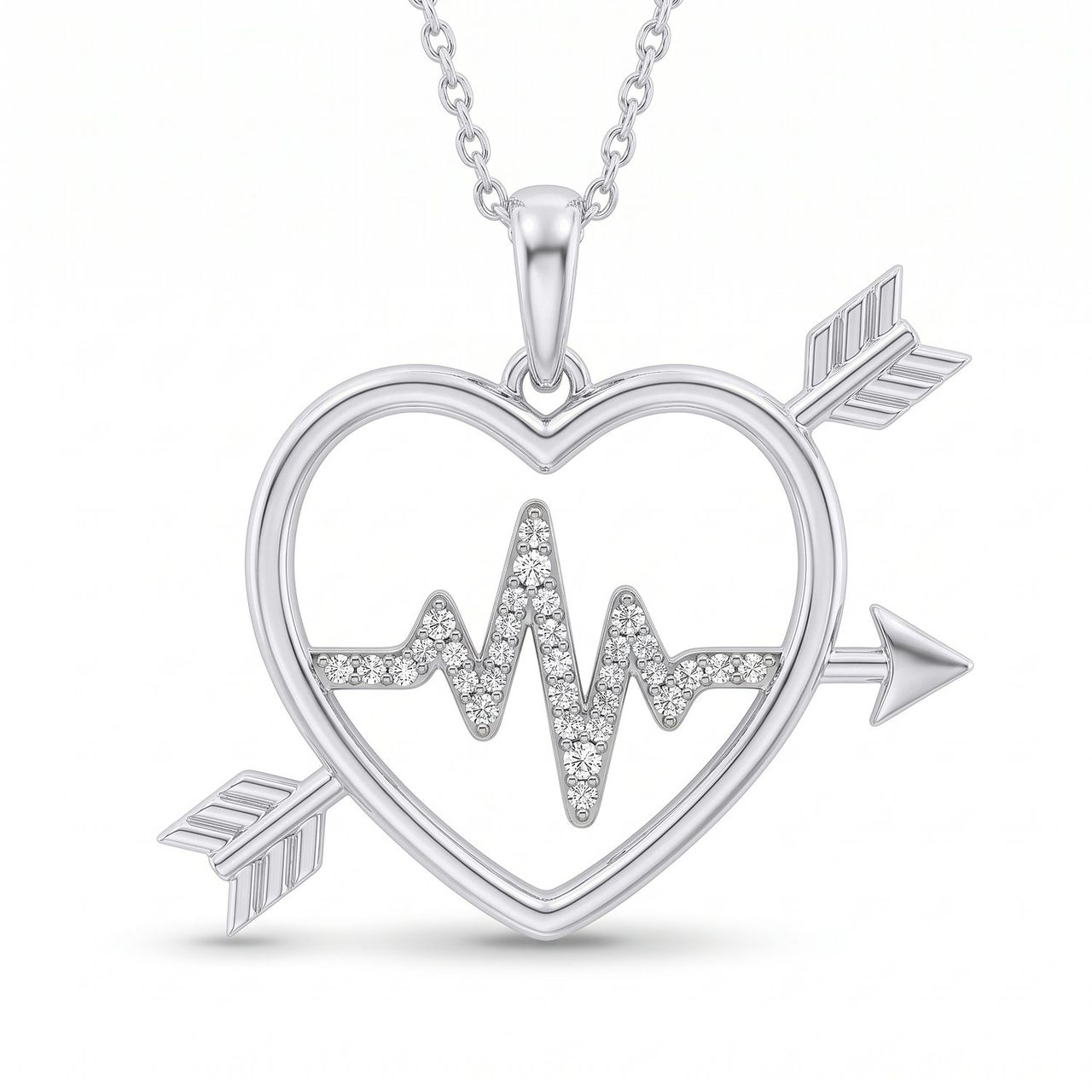 0.33 ct EF VS Lab Grown Diamond Heart Pendant in 10k White Gold - Fine Jewelry by JewelWeSell