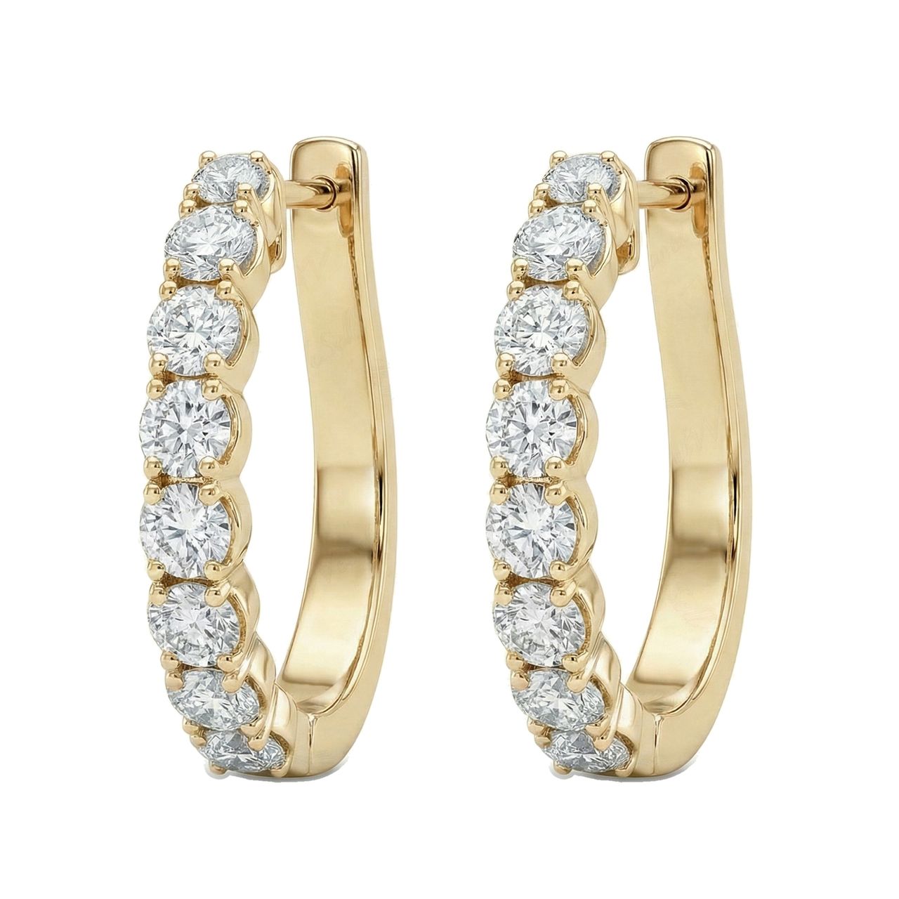 1.15 ct EF VS Lab Grown DIamond Huggies Earrings in 10k Yellow Gold