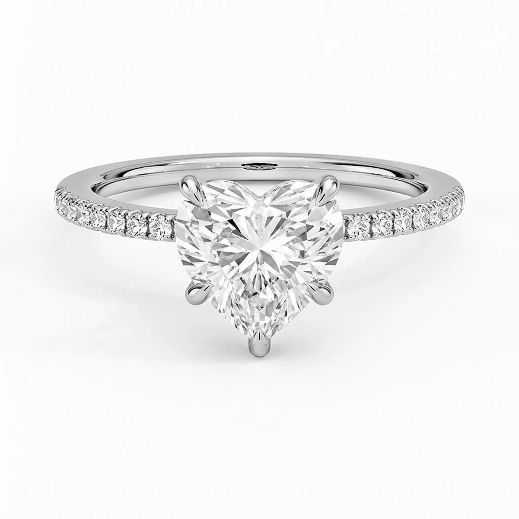 0.5 to 6 Carat Heart Lab Grown Diamond Solitaire Engagement Ring in 14K Gold - Fine Jewelry by JewelWeSell