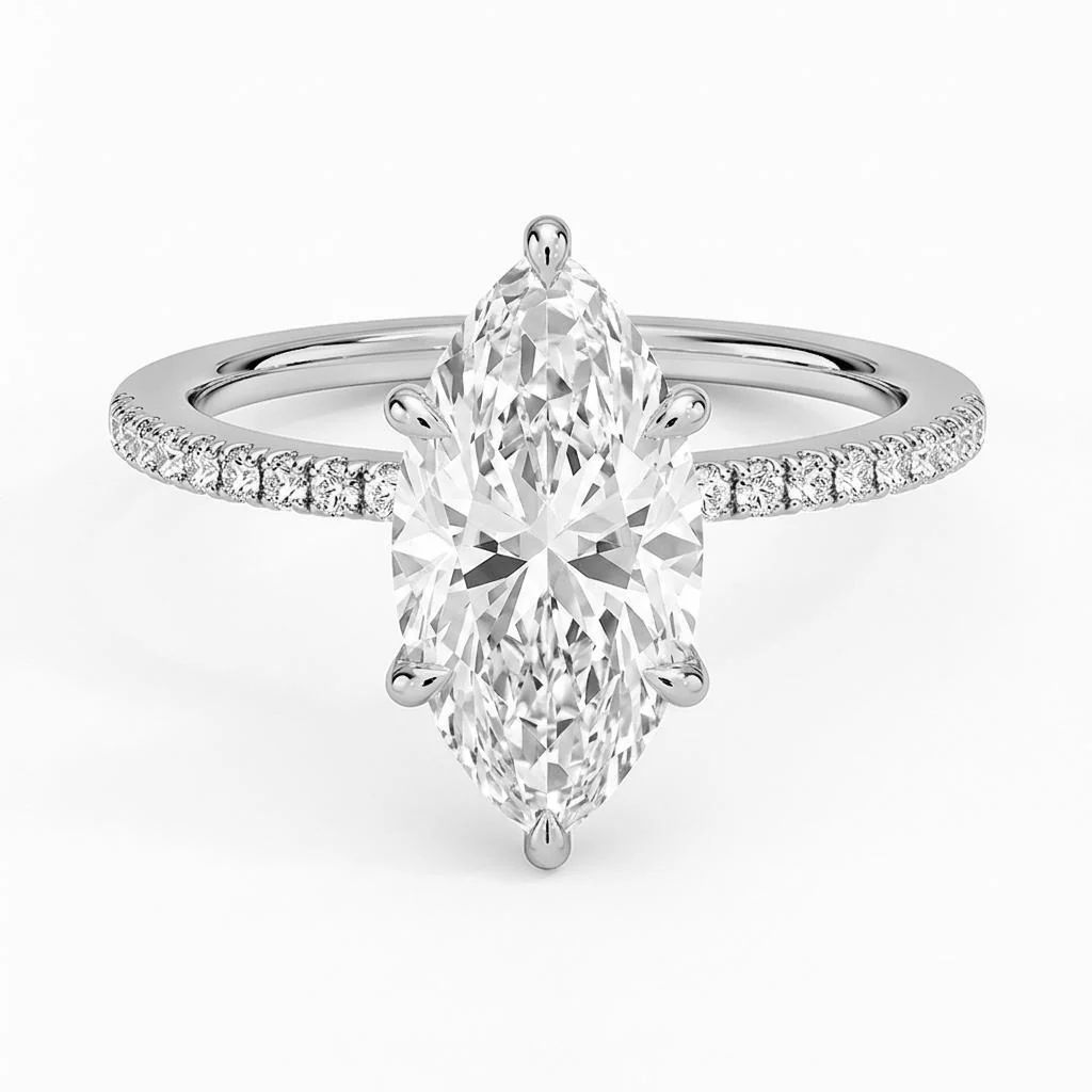 0.5 Carat Marquise Lab Grown Diamond Solitaire Engagement Ring in 14K White Gold - Fine Jewelry by JewelWeSell