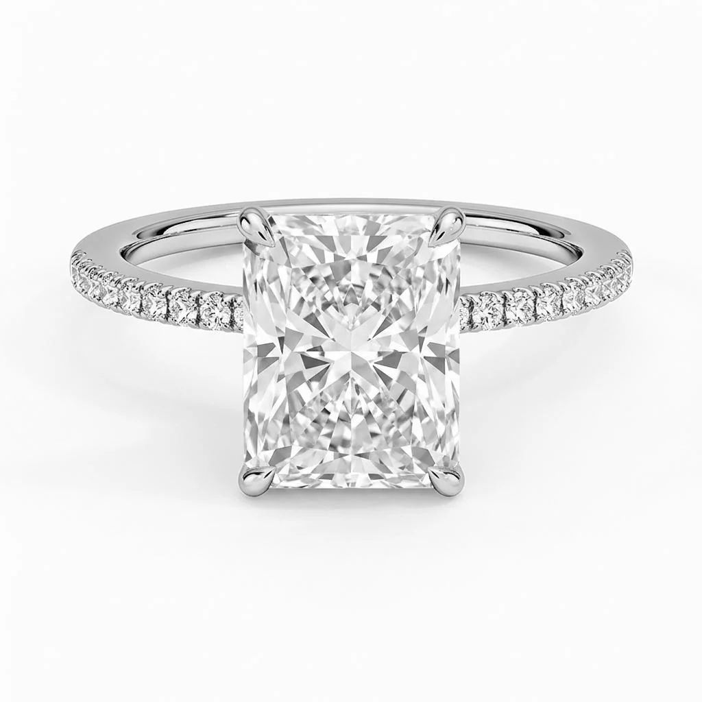 0.5 Carat Radiant Lab Grown Diamond Solitaire Engagement Ring in 14K White Gold - Fine Jewelry by JewelWeSell