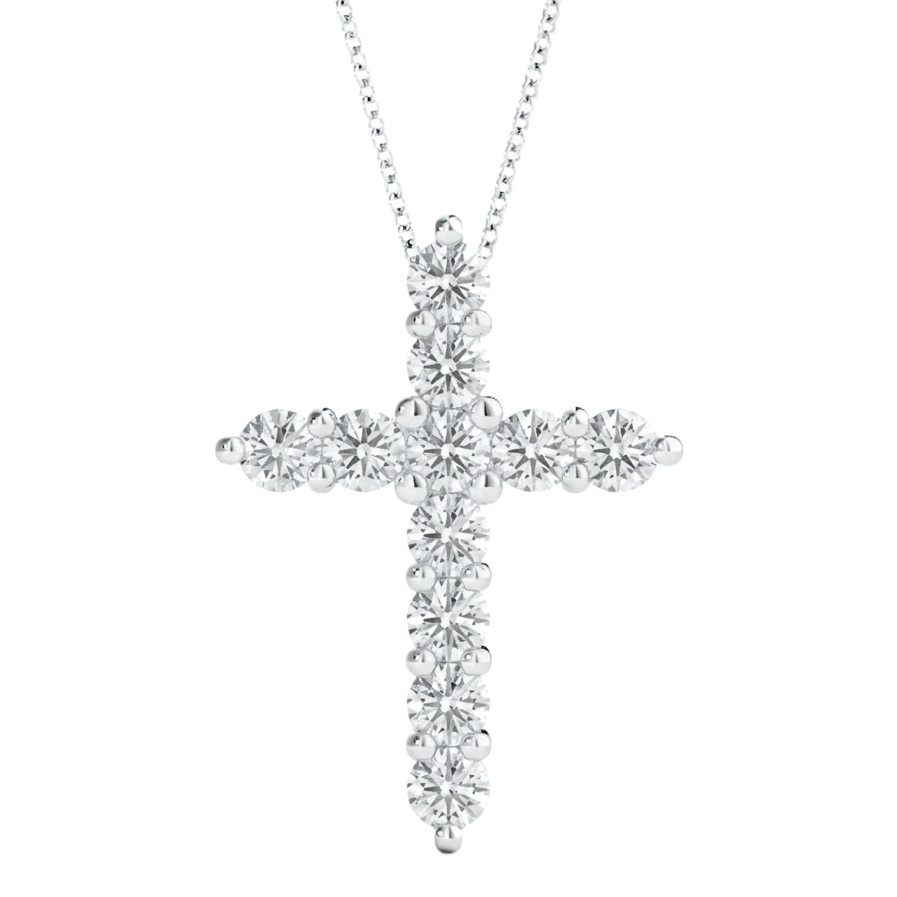 1 Carat Round Lab Grown Diamond Cross Pendant in 14K White Gold - Fine Jewelry by JewelWeSell