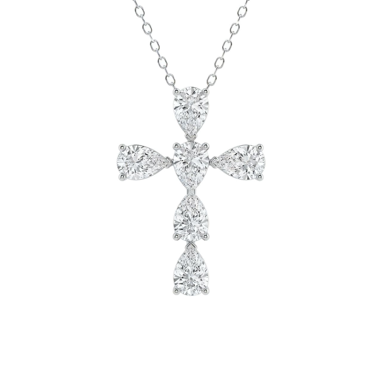 1 Carat Pear Lab Grown Diamond Cross Pendant in 14K White Gold - Fine Jewelry by JewelWeSell