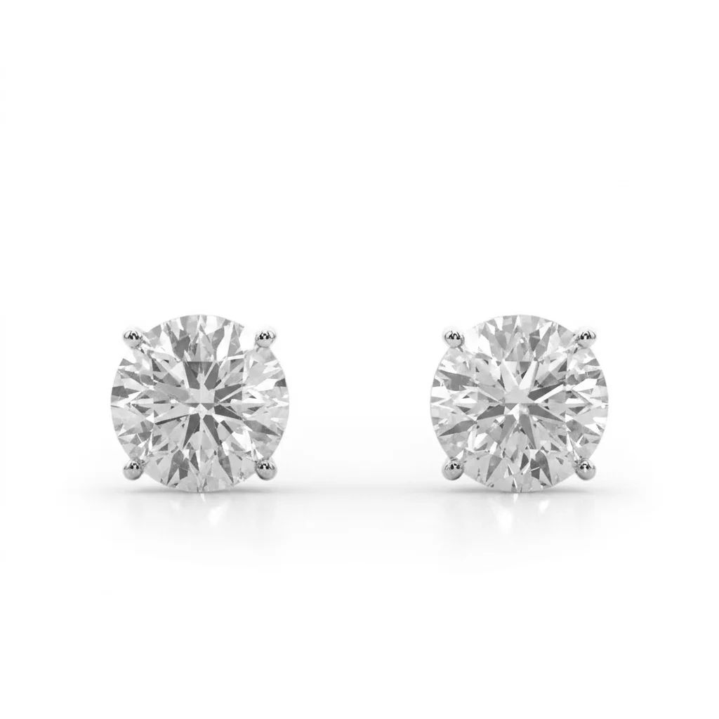 0.33 to 8 Carat Round Lab Grown Diamond Push Back Stud Earrings in 14K Gold - Fine Jewelry by JewelWeSell