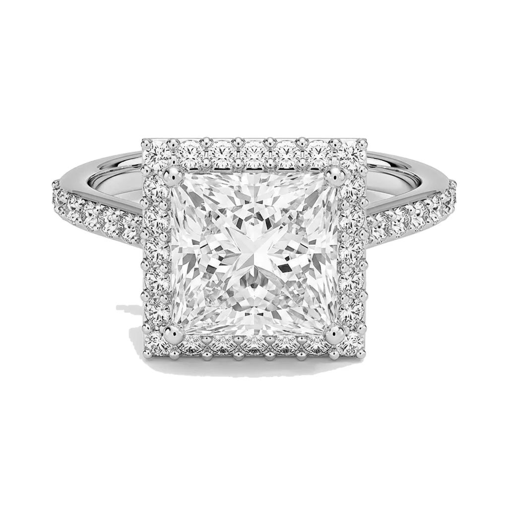 1.75 Carat Princess Lab Grown Diamond Halo Engagement Ring in 14K White Gold - Fine Jewelry by JewelWeSell