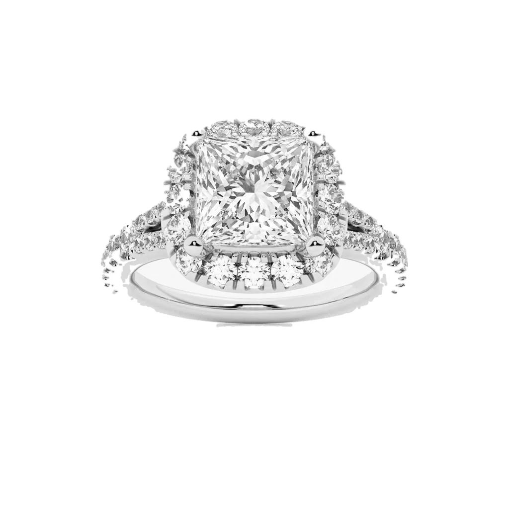 1.5 Carat Princess Lab Grown Diamond Halo Engagement Ring in 14K White Gold - Fine Jewelry by JewelWeSell