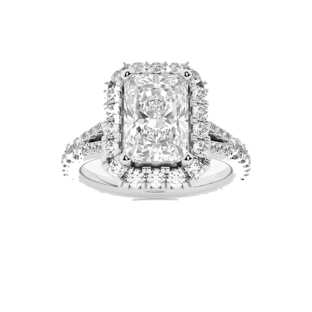 1.5 Carat Radiant Lab Grown Diamond Halo Engagement Ring in 14K White Gold - Fine Jewelry by JewelWeSell