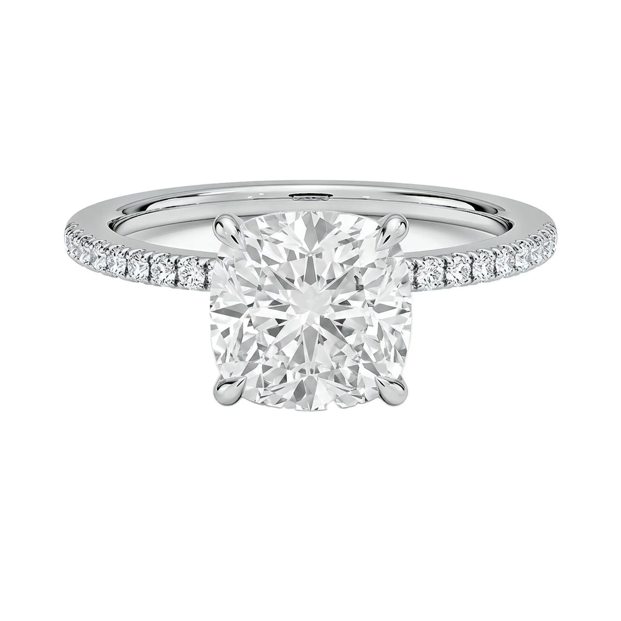 0.5 Carat Cushion Lab Grown Diamond Solitaire Engagement Ring in 14K White Gold - Fine Jewelry by JewelWeSell