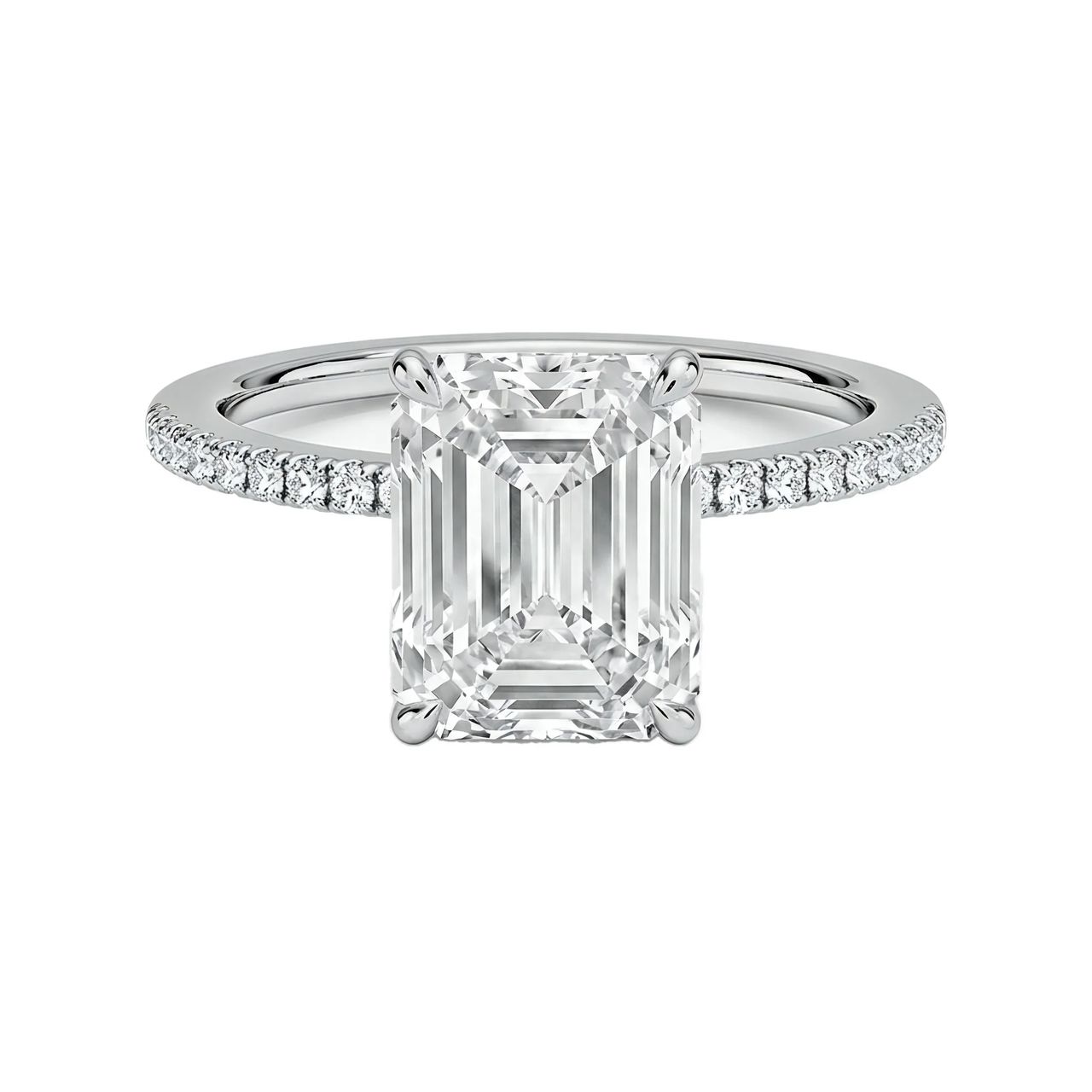 0.5 Carat Emerald Lab Grown Diamond Solitaire Engagement Ring in 14K White Gold - Fine Jewelry by JewelWeSell