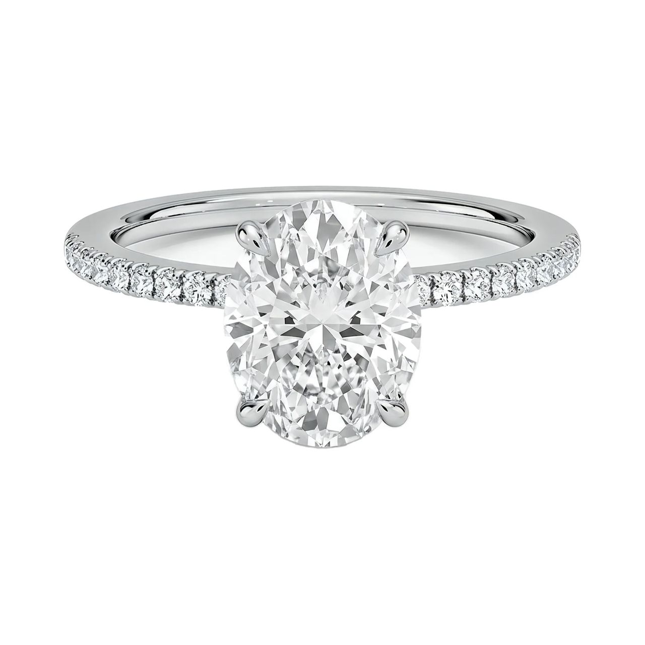 0.5 Carat Oval Lab Grown Diamond Solitaire Engagement Ring in 14K White Gold - Fine Jewelry by JewelWeSell