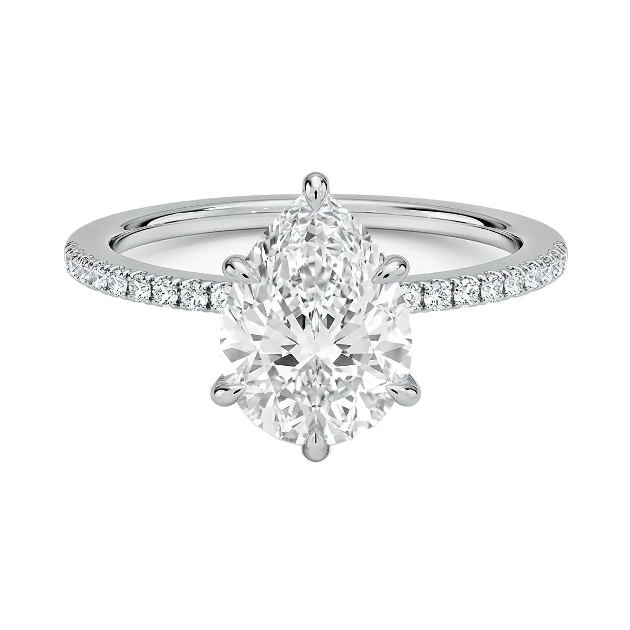 0.5 Carat Pear Lab Grown Diamond Solitaire Engagement Ring in 14K White Gold - Fine Jewelry by JewelWeSell