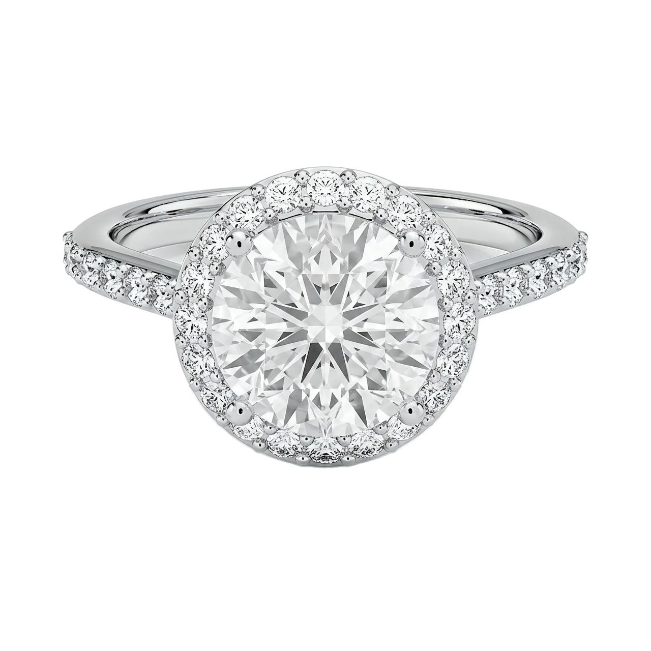 1.75 Carat Round Lab Grown Diamond Halo Engagement Ring in 14K White Gold - Fine Jewelry by JewelWeSell