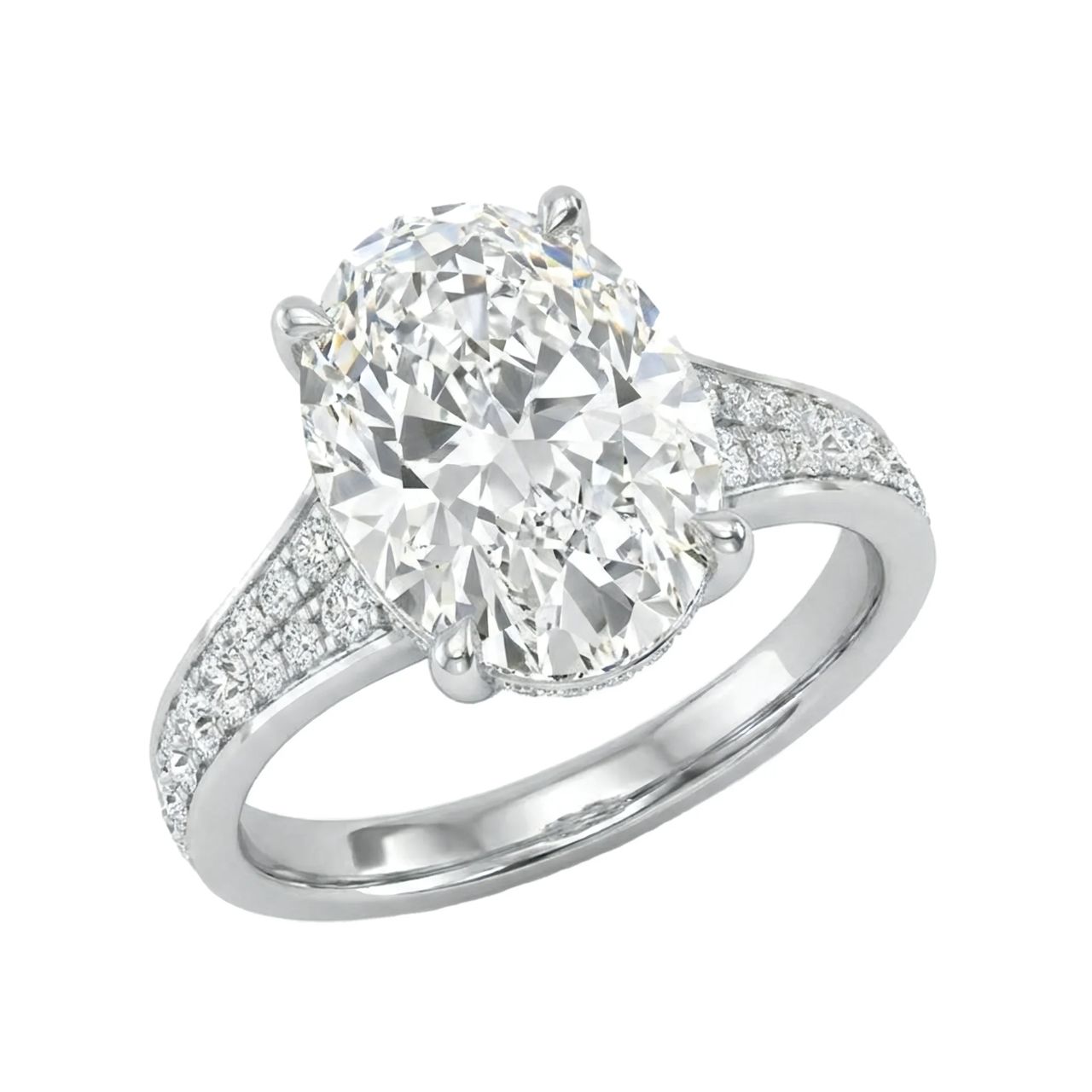 1.5 Carat Oval Lab Grown Diamond Double-Row Pavé Engagement Ring in 14K White Gold - Fine Jewelry by JewelWeSell