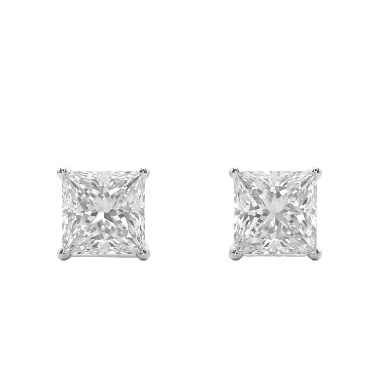 0.33 Carat Princess Lab Grown Diamond Push Back Stud Earrings in 14K White Gold - Fine Jewelry by JewelWeSell
