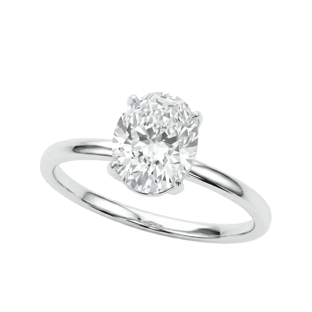 1 Carat Oval Lab Grown Diamond Solitaire Engagement Ring in 14K White Gold - Fine Jewelry by JewelWeSell