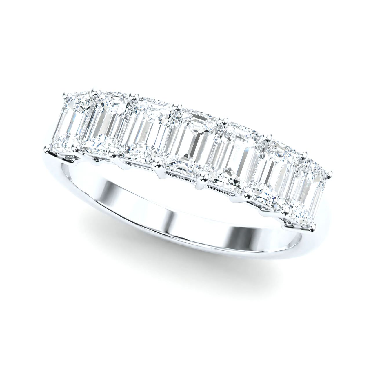 0.5 Carat Emerald Lab Grown Diamond Seven-Stone Anniversary Band in 14K White Gold - Fine Jewelry by JewelWeSell