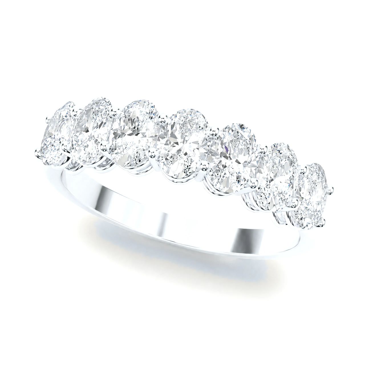 0.5 Carat Oval Lab Grown Diamond Seven-Stone Anniversary Band in 14K White Gold - Fine Jewelry by JewelWeSell