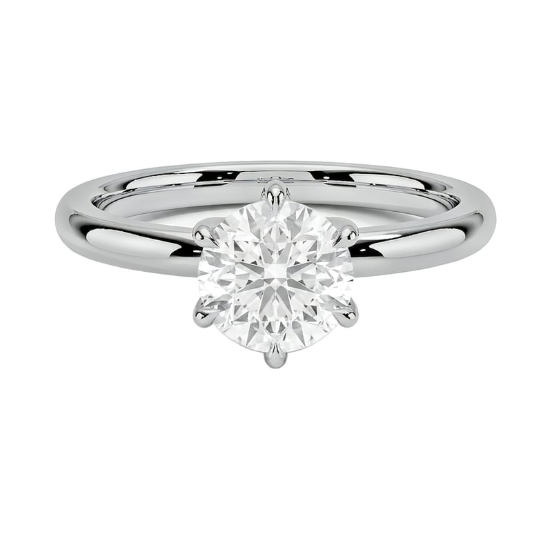 1 to 5 Carat Round Lab Grown Diamond 6 Prong Solitaire Engagement Ring in 14K Gold