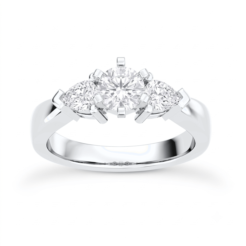 1 to 5 Carat Round Lab Grown Diamond Three-Stone Engagement Ring in 14K Gold - ENR1602