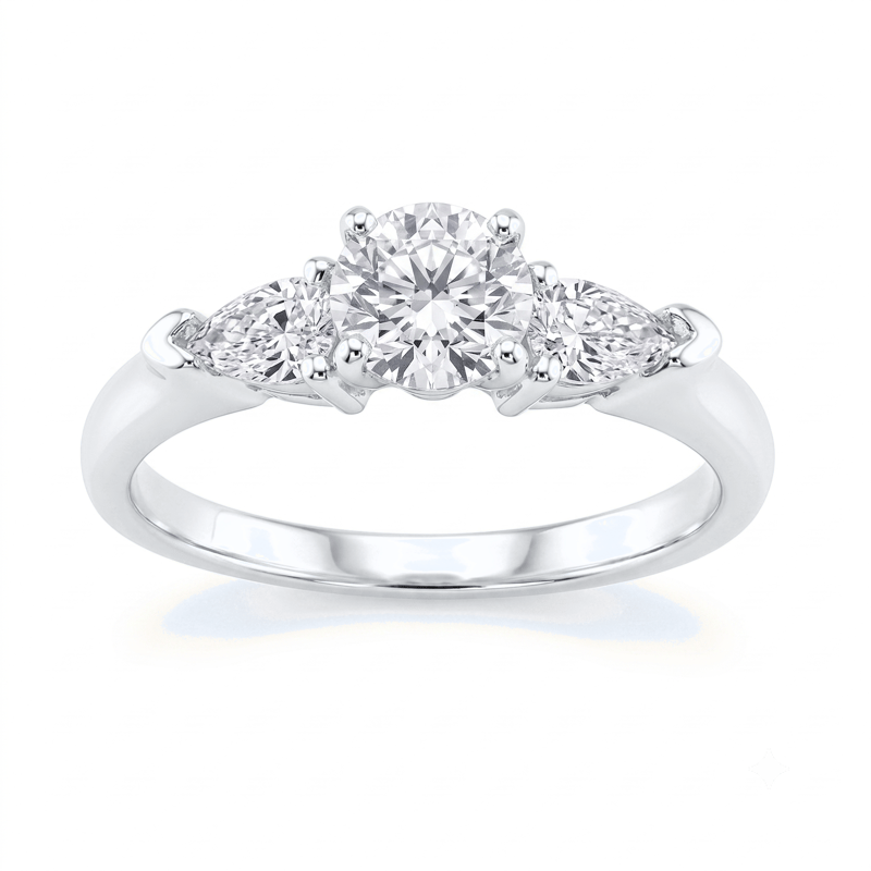 1 to 5 Carat Round Lab Grown Diamond Three-Stone Engagement Ring in 14K Gold - ENR2655X3