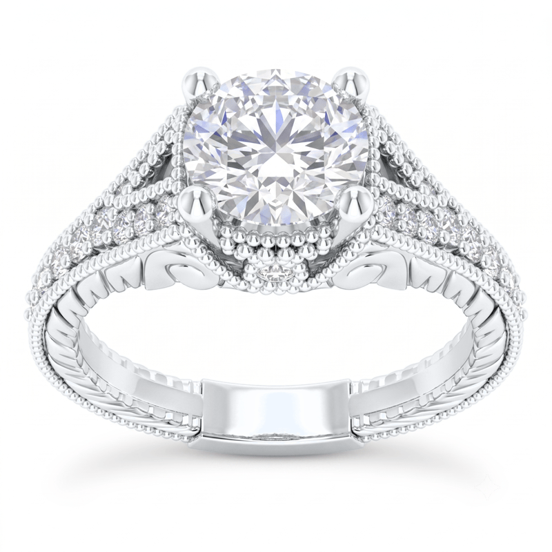 1 to 5 Carat Round Lab Grown Diamond Solitaire Engagement Ring in 14K Gold - ENR6789