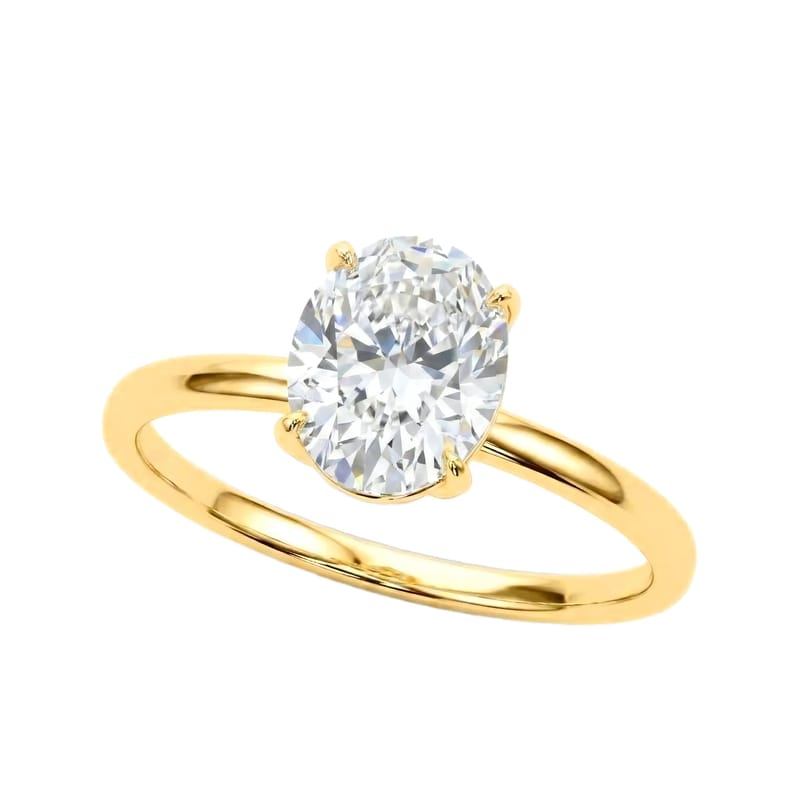 1 Carat Oval Lab Grown Diamond Solitaire Engagement Ring in 14K Yellow Gold