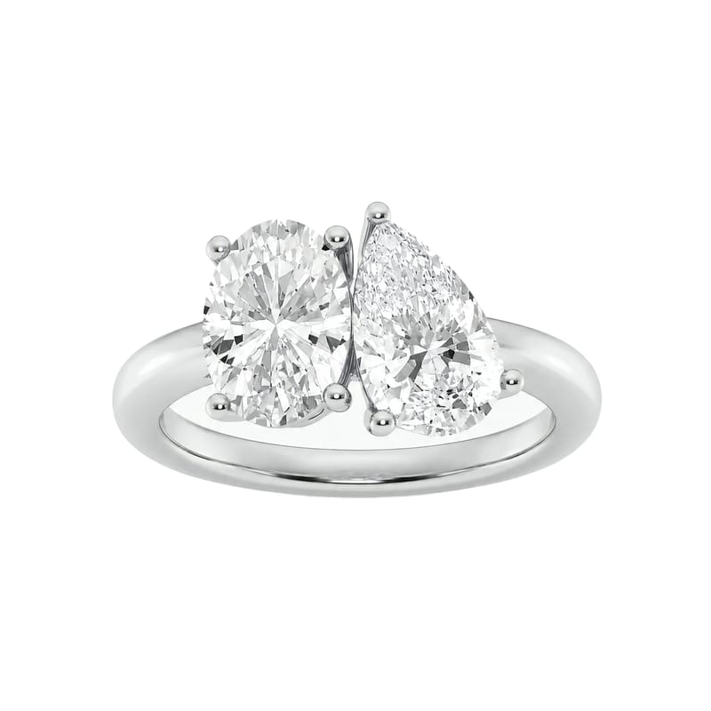 8 Carat Oval and Pear Lab Grown Diamond Toi et Moi Two-Stone Engagement Ring in 14K White Gold