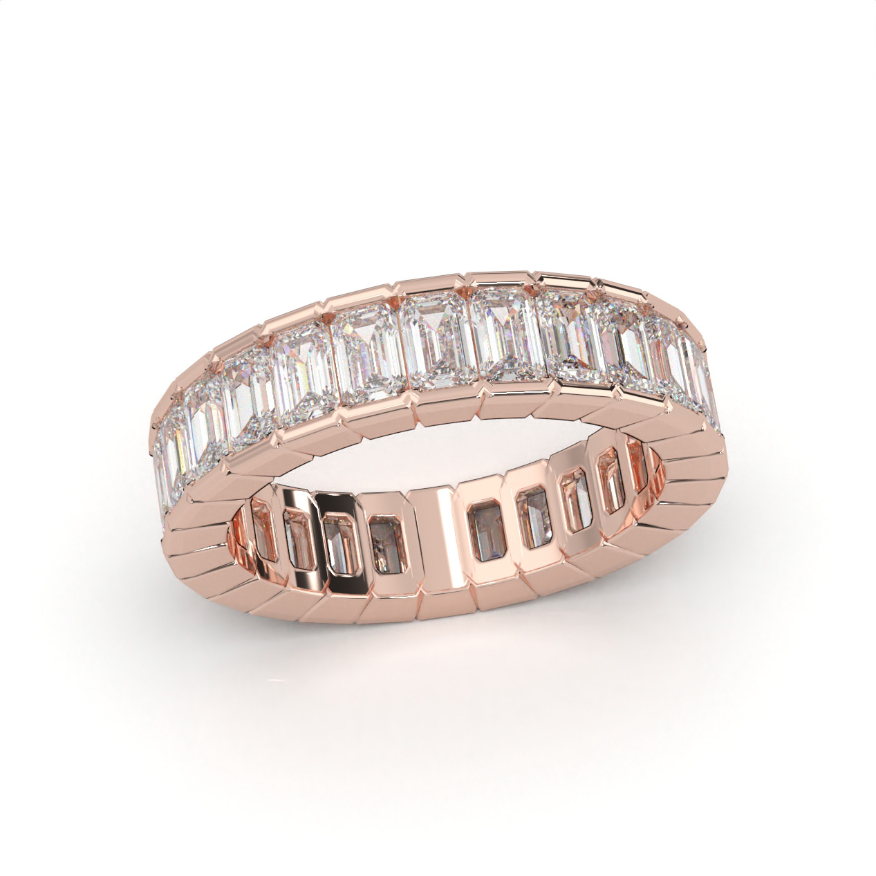 4ctw Emerald Cut Lab-Created Diamond Womens Channel Eternity Band Ring 10k Gold