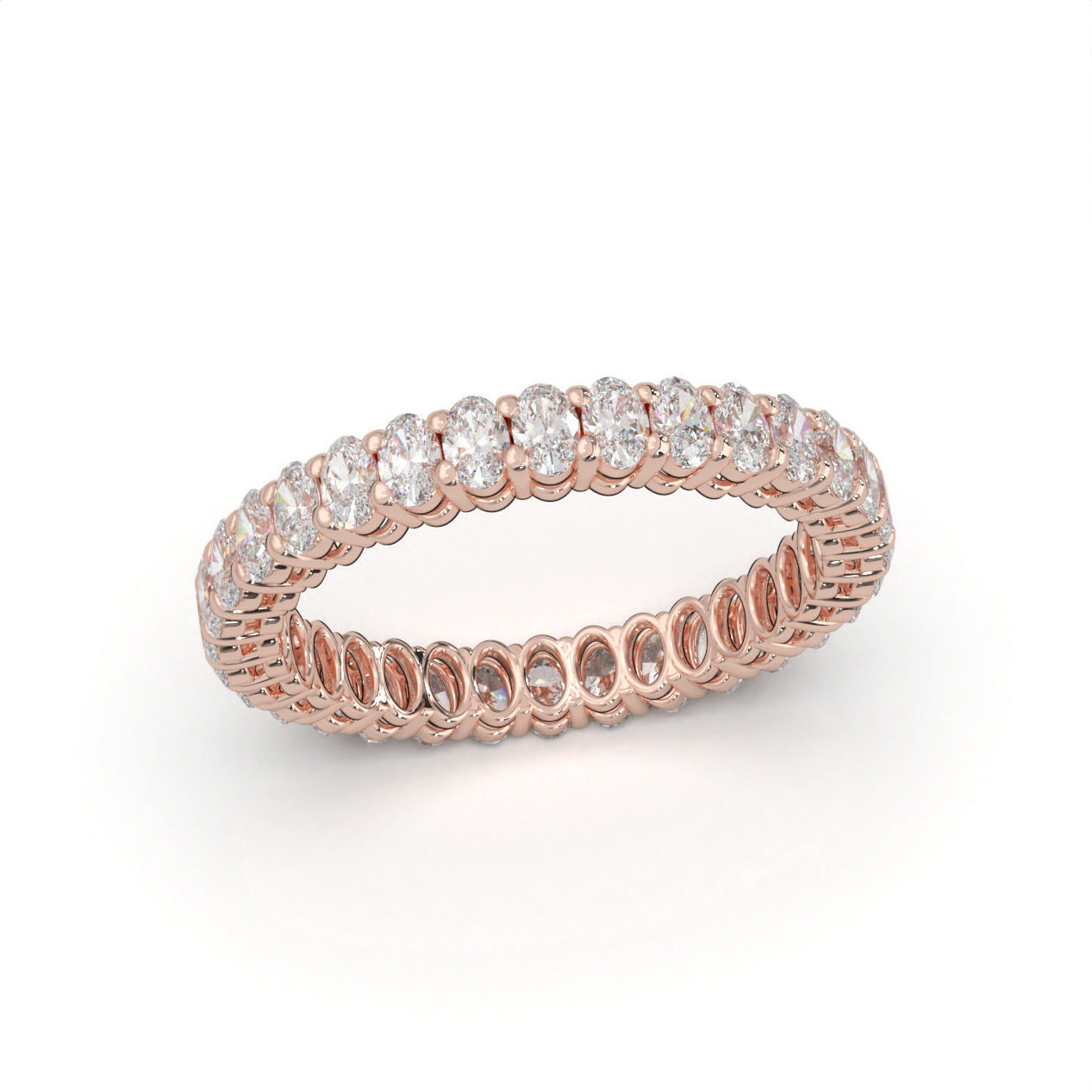 Shared Prong 1.6ct Oval Cut Lab-Created Diamond Womens Eternity Band 14k Gold